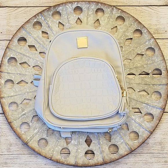 Brand New Light Grey Mini Backpack Purse - Picture 3 of 7